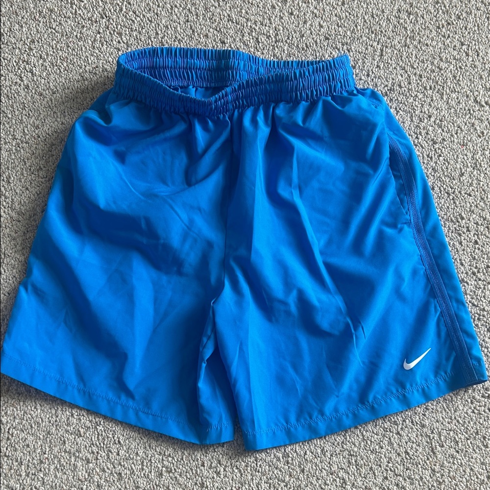 Nike Bright Blue Running Shorts with White Swoosh